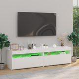 2 Piece TV Cabinet Set with LED Lights White 75x35x40 cm
