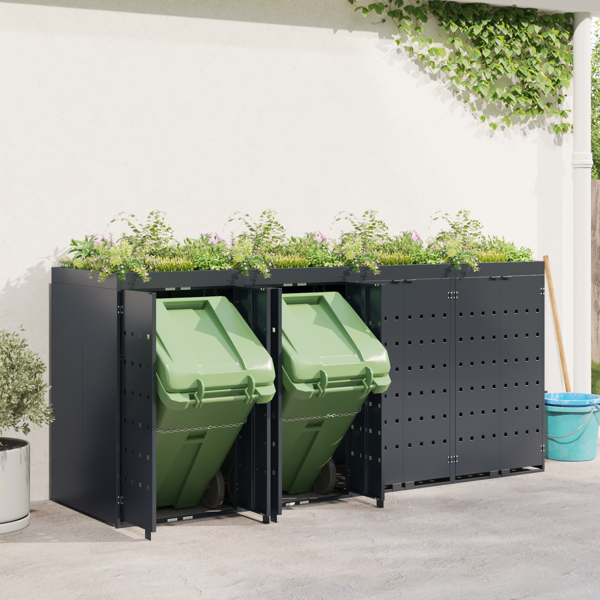 Wheelie Bin Storage for 4 Bins Anthracite 272 x 77,5 x 121,5 cm