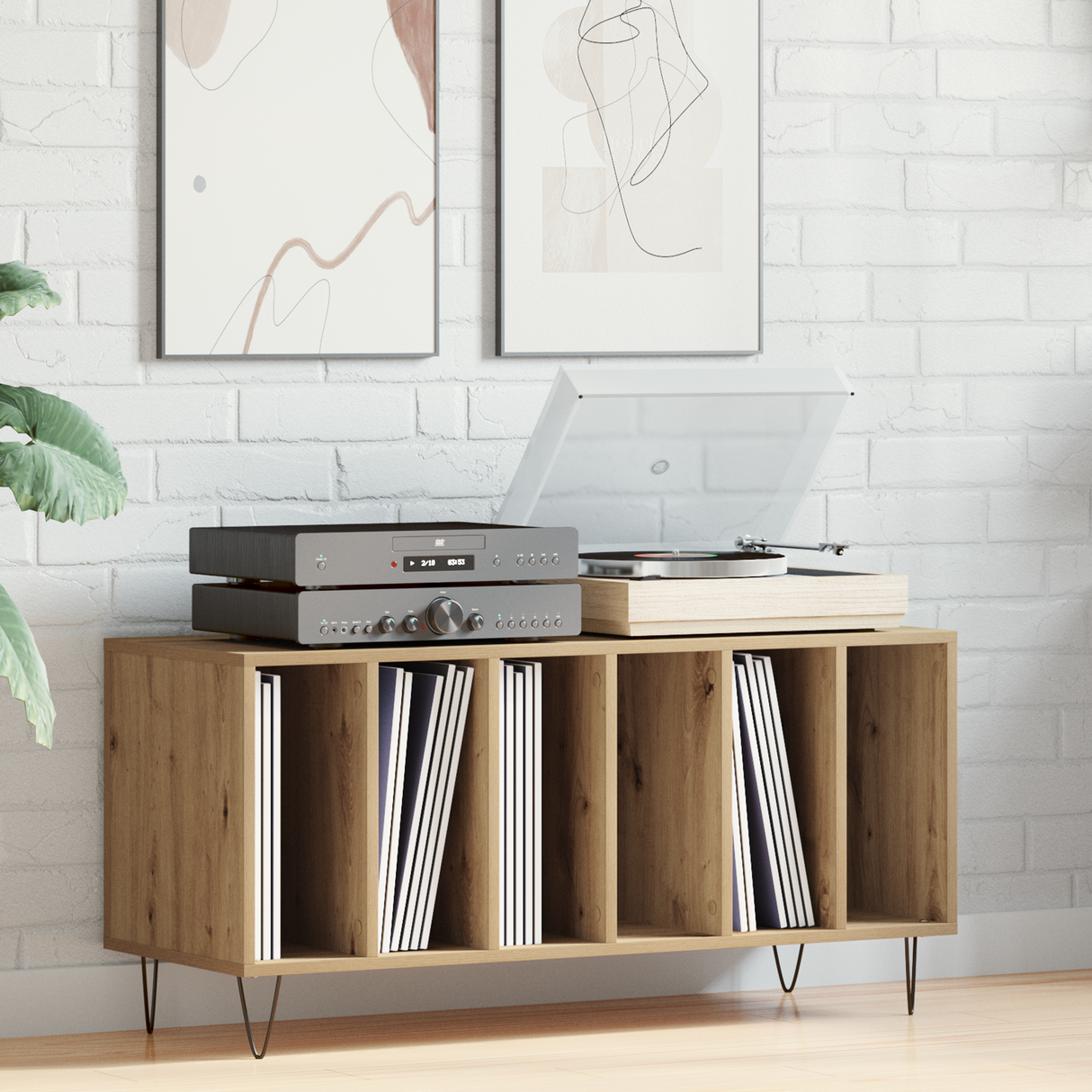 Record Cabinet Artisan oak 100 x 38 x 48 cm Engineered Wood
