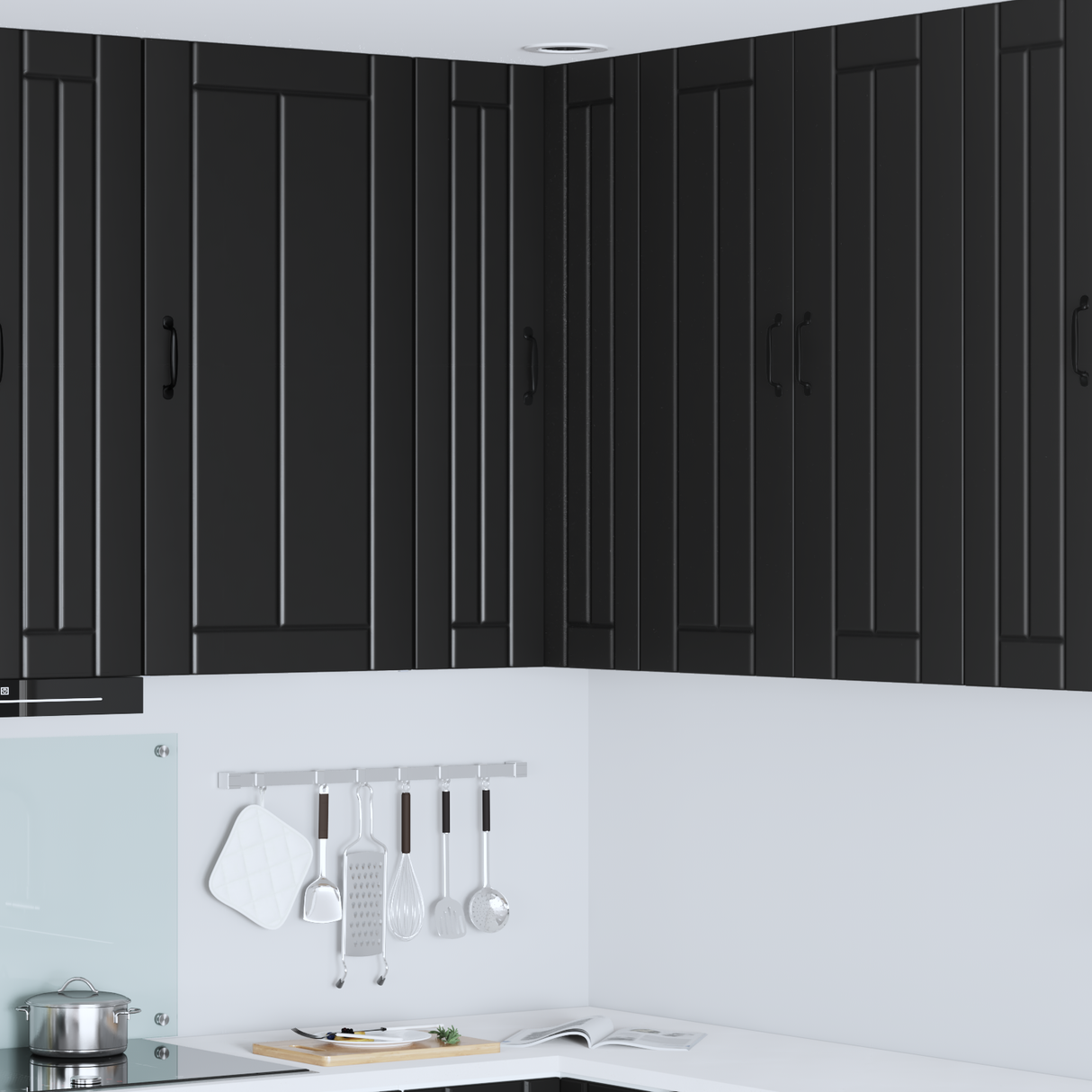 Wall Corner Cabinet LUCCA Black 57 x 57 x 100 cm