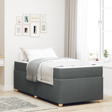 Bed Frame with Mattress Dark Grey 90 x 190 cm Fabric - Front View
