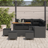Garden Sofa Set with Cushion 10 pcs Black Poly Rattan