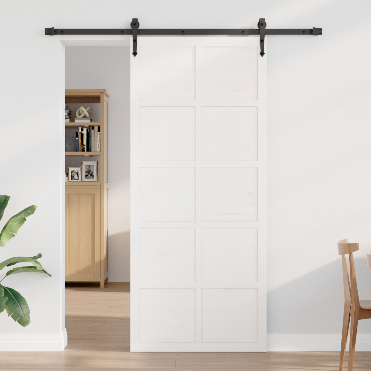 Barn Door 100 x 2,5 x 208 cm Solid Pine Wood White