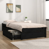 Bed Frame without Mattress with Drawers Black 90x190 cm - Front View
