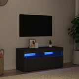 TV Cabinet with LED Lights Black 90x35x40 cm - Front View