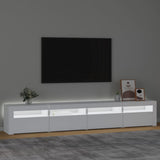 TV Cabinet with LED Lights White 240x35x40 cm - Side View