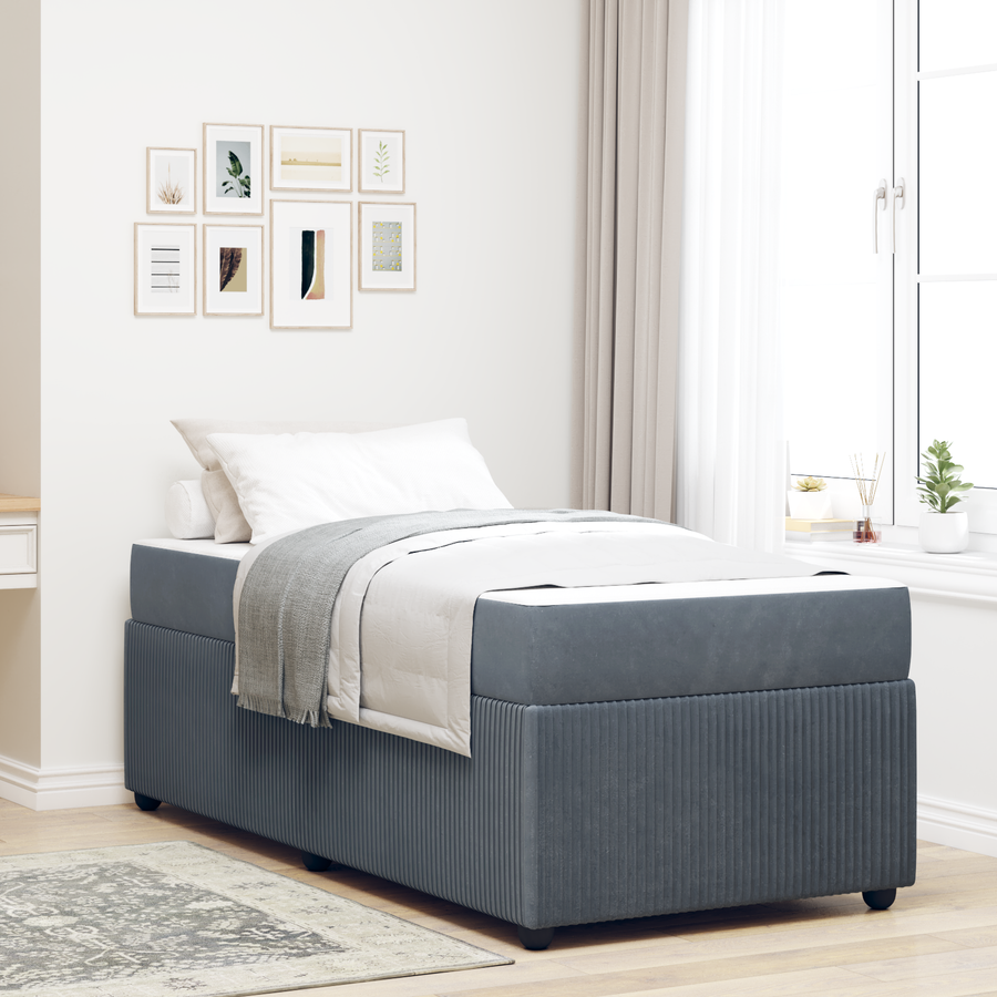 Bed Frame Dark Grey 90 x 190 cm Fabric