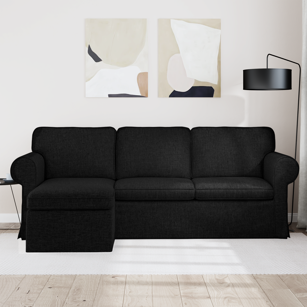 Sofa Black 215 x 138 x 80 cm Fabric