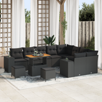Garden Sofa Set 12 pcs 9-Seater Black Poly Rattan