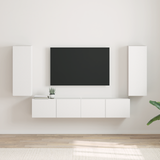 TV Wall Cabinet 2 pcs White 30 x 31 x 80 cm Engineered Wood - Side View
