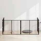 Dog Gate 4 pcs Black 100 x 80 cm Galvanised Steel - Side View