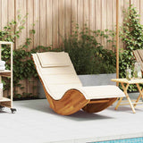 Rocking Sun Lounger with Cushion Solid Wood Acacia - Front View