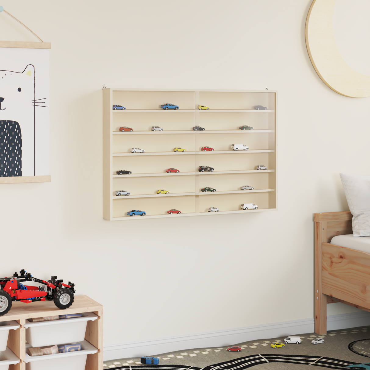 Wall Display Case with Shelf Beige 80 x 8,5 x 54 cm Plywood