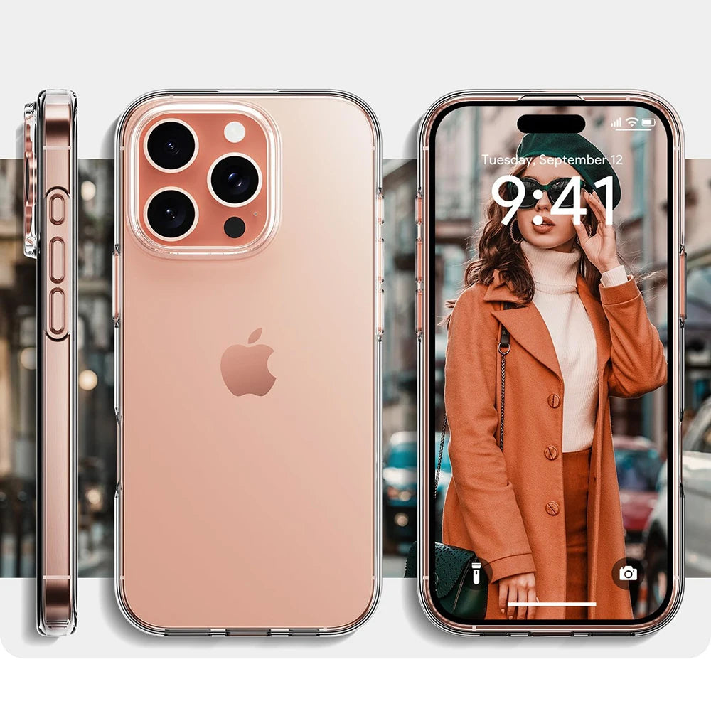 High Clear Silicone Soft Case For iPhone 16 15 14 13 12 11 Pro Max Mini Plus Ultra Thin Transparent Back Cover Shockproof Shell