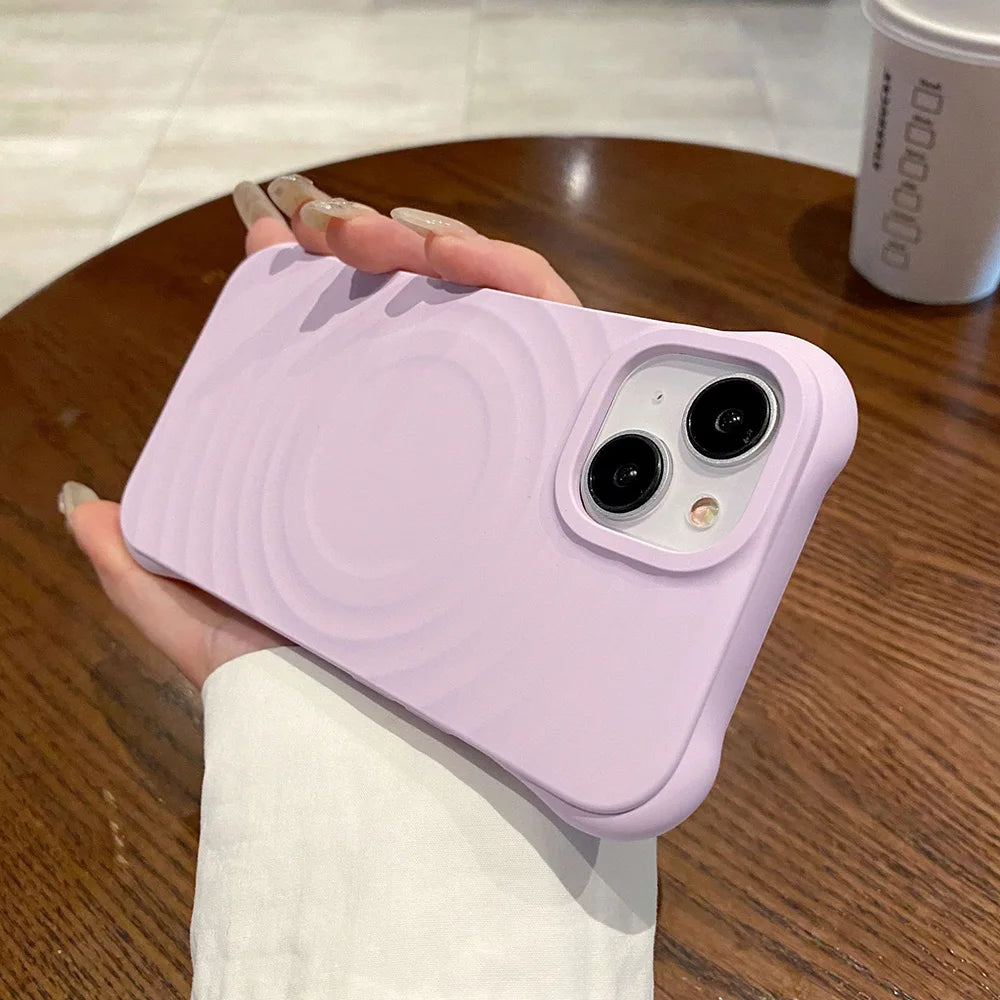 Water Ripple Liquid Silicone For Magsafe Wireless Charge Magnetic Case For iPhone 15 16 14 13 11 12 Pro Max Soft Shockproof Case