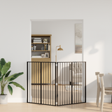 Dog Gate 2 Panels Black 100 x 100 cm Galvanised Steel - Side View