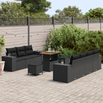 Garden Sofa Set 10 pcs 9-Seater Black Poly Rattan