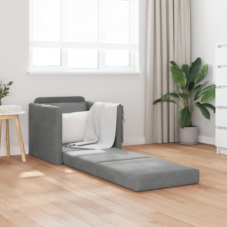 Sofa Bed Dark Grey 74 x 77 x 81 cm Velvet