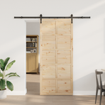 Sliding Door Natural 90 x 208 cm Solid Pine Wood