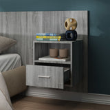 Wall-mounted Bedside Cabinet Grey Sonoma - Side View