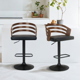 Sarantino Set of 3 Bentwood Walnut Barstool Leather Seat and Metal Base - Extra Image