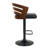 Sarantino Set of 3 Bentwood Walnut Barstool Leather Seat and Metal Base