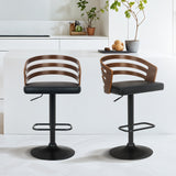Sarantino Bentwood Walnut Barstool Leather Seat and Metal Base