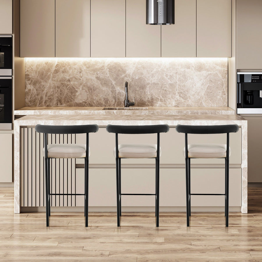 Sarantino Cedric Kitchen Bar Stool - Black and Beige