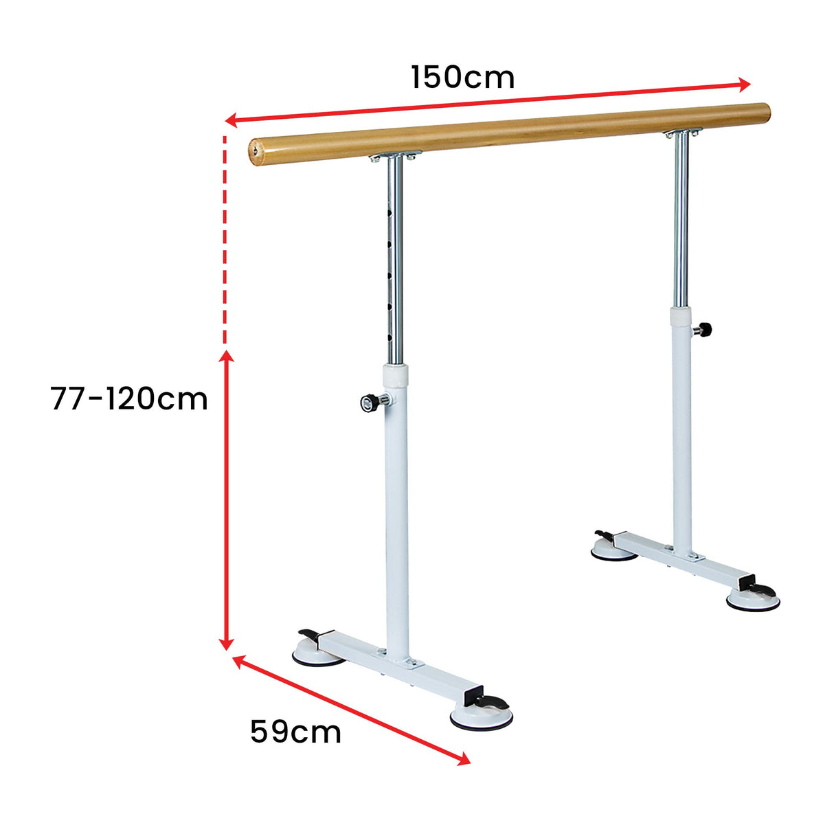 Powertrain 150cm Ballet Barre Freestanding Adjustable Height