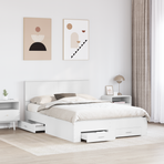Bed Frame with Drawer White 150 x 200 cm Engineered Wood