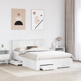 Bed Frame with Headboard White 150 x 200 cm Engineered Wood - Side View