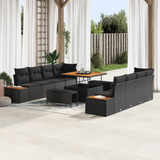 Garden Sofa Set with Cushion 11 pcs Black Poly rattan