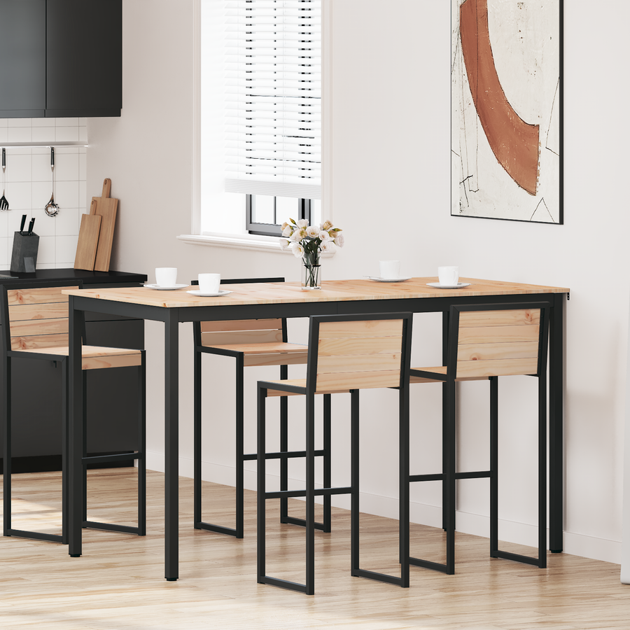 Bar Table 180 x 90 x 105 cm Solid Pine Wood Natural Rectangular