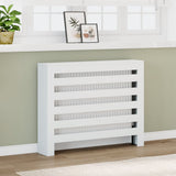 Radiator Cover White 104x20x82 cm Engineered Wood - Front View