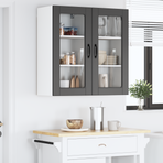 Wall Glass Cabinet LUCCA 2 pcs Black Engineered Wood