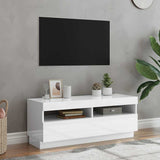 TV Cabinet with LED Lights High Gloss White 100x35x40 cm - Front View
