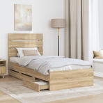 Bed Frame with Drawer Sonoma Oak 90 x 190 cm Engineered Wood