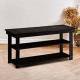 Sarantino Maeve Shoe Storage Bench - Black - Close-Up Angle