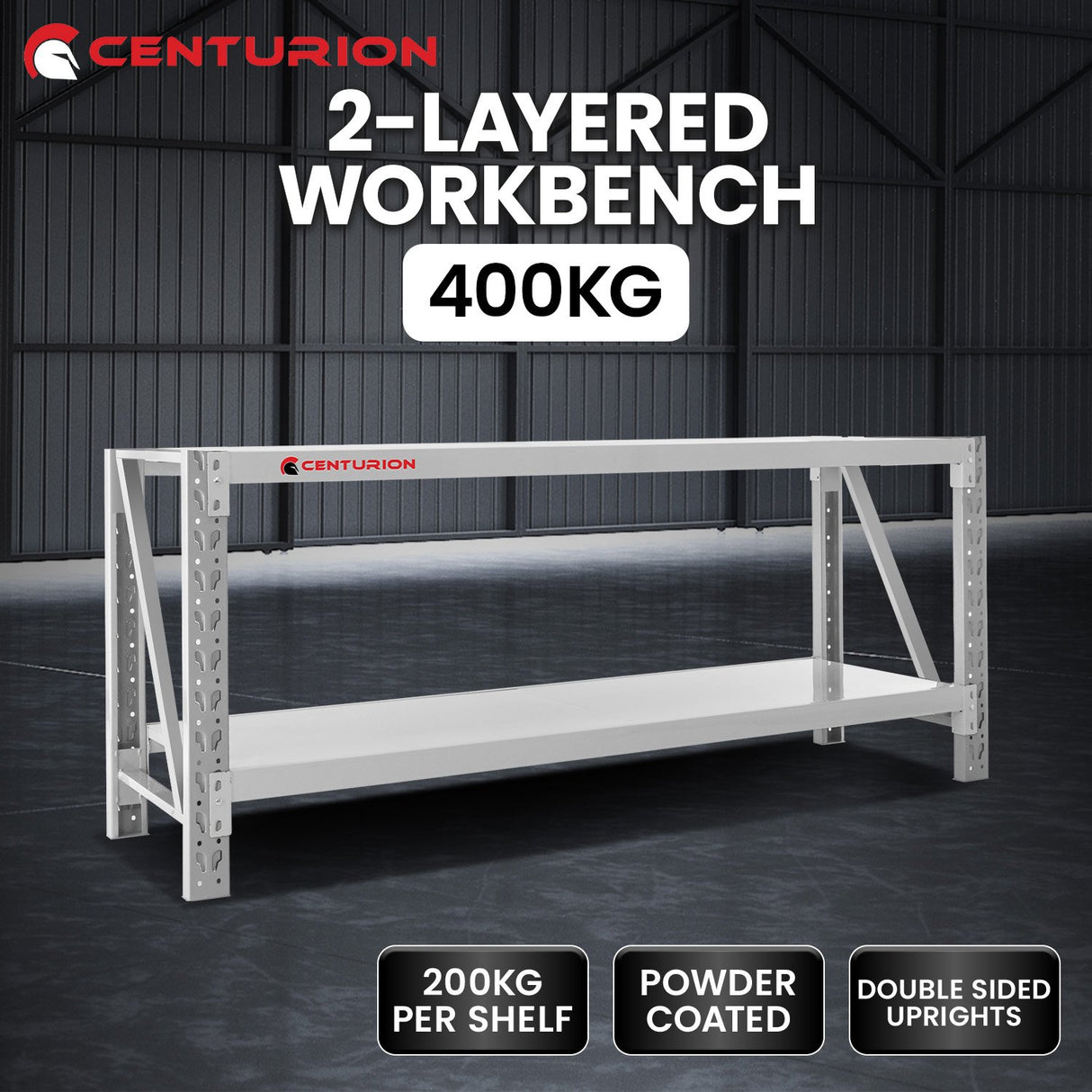 Centurion 2-Layer Work Bench 400kg - Grey