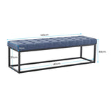 Cameron Button-Tufted Upholstered Bench with Metal Legs - Blue - Side View