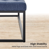 Cameron Button-Tufted Upholstered Bench with Metal Legs - Blue - Top-Down View