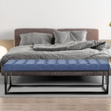 Cameron Button-Tufted Upholstered Bench with Metal Legs - Blue - Low Angle