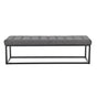 Cameron Button-Tufted Upholstered Bench with Metal Legs -Dark Grey