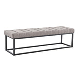 Cameron Button-Tufted Upholstered Bench with Metal Legs - Light Grey - Front View