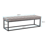 Cameron Button-Tufted Upholstered Bench with Metal Legs - Light Grey - Side View