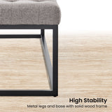 Cameron Button-Tufted Upholstered Bench with Metal Legs - Light Grey - Top-Down View