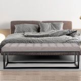 Cameron Button-Tufted Upholstered Bench with Metal Legs - Light Grey - Low Angle