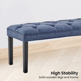 Cate Button-Tufted Upholstered Bench by Sarantino - Blue Linen - Top-Down View
