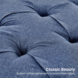 Cate Button-Tufted Upholstered Bench by Sarantino - Blue Linen - 45-Degree Angle