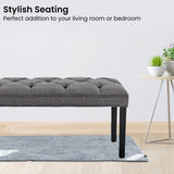 Cate Button-Tufted Upholstered Bench by Sarantino - Dark Grey - Rear View